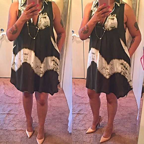 Tie Dye Shift Dress- OLIVE - Picture 4 of 4